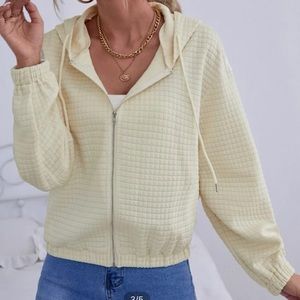 NWT Medium SHEIN Khaki Drop Shoulder Quilted Zipper Hoodie